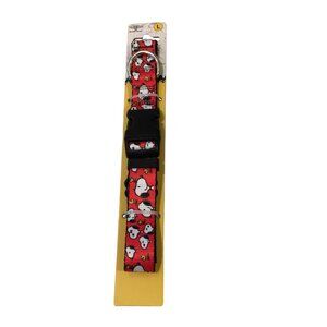 Peanuts Snoopy Woodstock Large Dog Collar Neck Size 16"-26" Red Black Buckledown